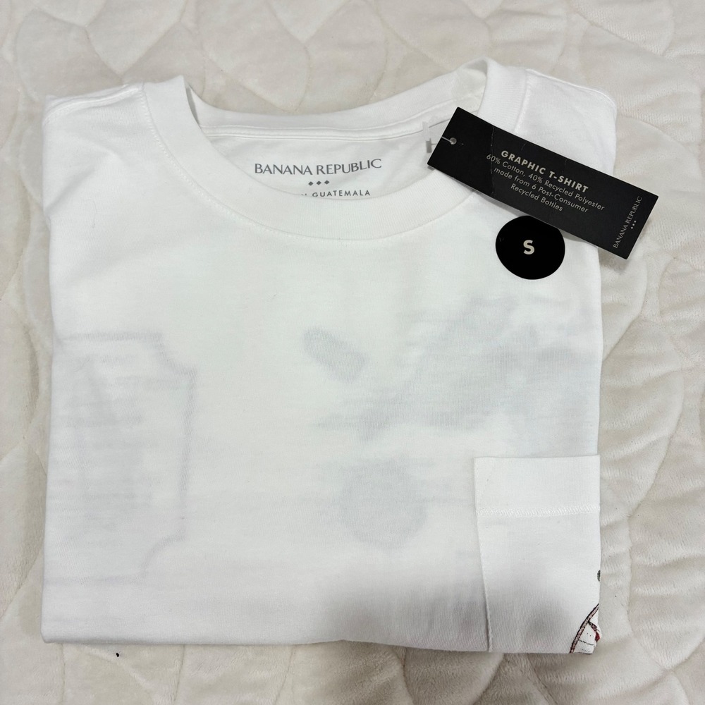 NWT Banana Republic Graphic T-Shirt‎ Map Print Short Sleeve Crew Neck Tee Small